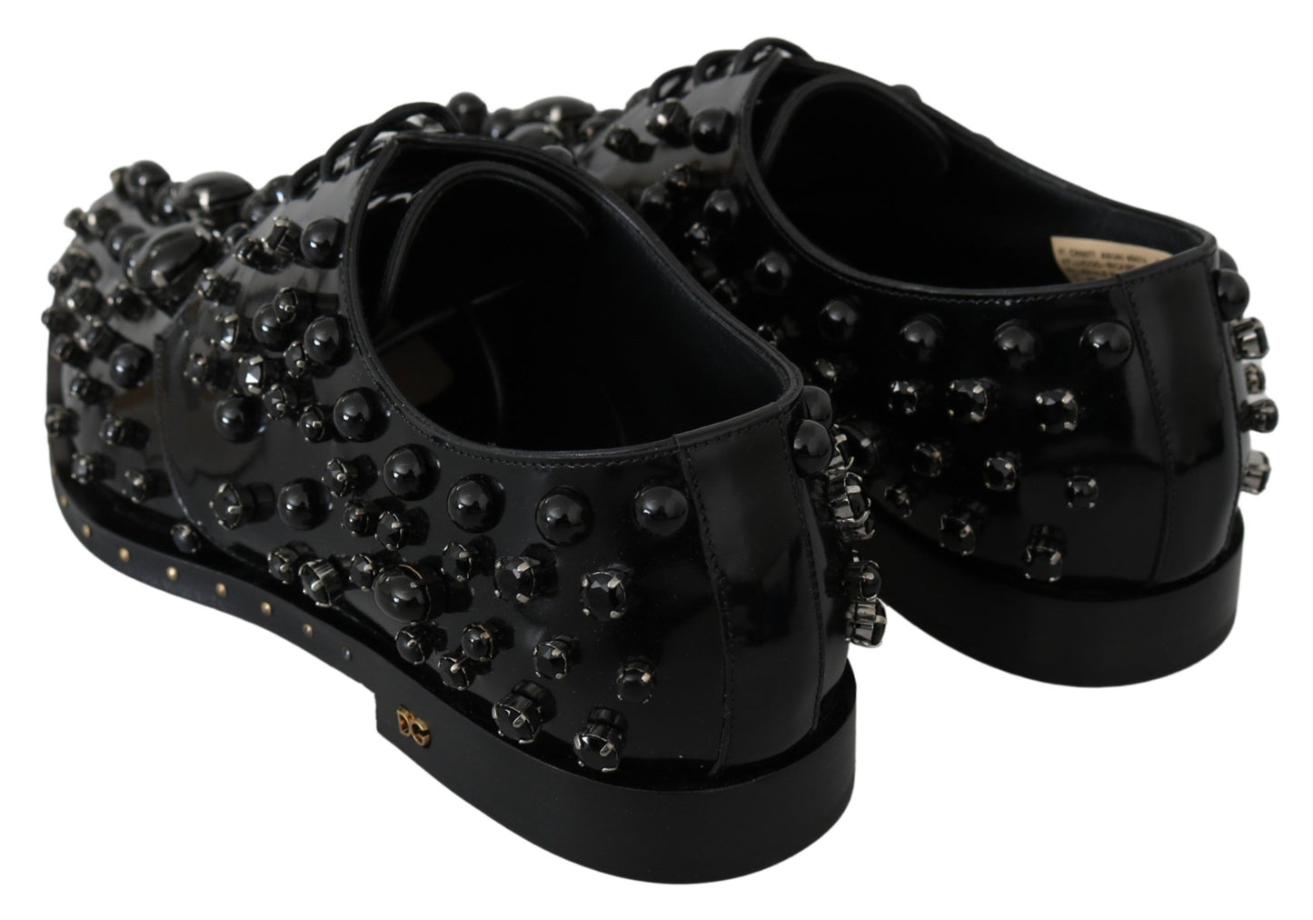 Dolce & Gabbana Black Leather Crystals Dress Broque Shoes