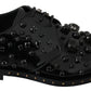 Dolce & Gabbana Black Leather Crystals Dress Broque Shoes