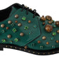 Dolce & Gabbana Green Leather Crystal Dress Broque Shoes