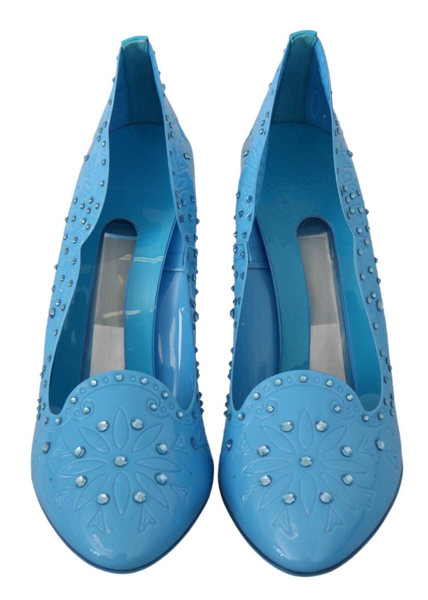 Dolce & Gabbana Blue Crystal Floral CINDERELLA Heels Shoes