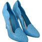 Dolce & Gabbana Blue Crystal Floral CINDERELLA Heels Shoes