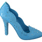 Dolce & Gabbana Blue Crystal Floral CINDERELLA Heels Shoes