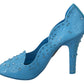 Dolce & Gabbana Blue Crystal Floral CINDERELLA Heels Shoes