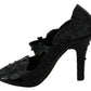 Dolce & Gabbana Black Floral Crystal CINDERELLA Heels Shoes