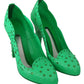 Dolce & Gabbana Green Crystal Floral CINDERELLA Heels Shoes