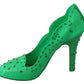 Dolce & Gabbana Green Crystal Floral CINDERELLA Heels Shoes