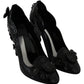 Dolce & Gabbana Black Floral Crystal CINDERELLA Heels Shoes