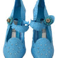 Dolce & Gabbana Blue Floral Crystal CINDERELLA Heels Shoes