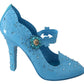 Dolce & Gabbana Blue Floral Crystal CINDERELLA Heels Shoes