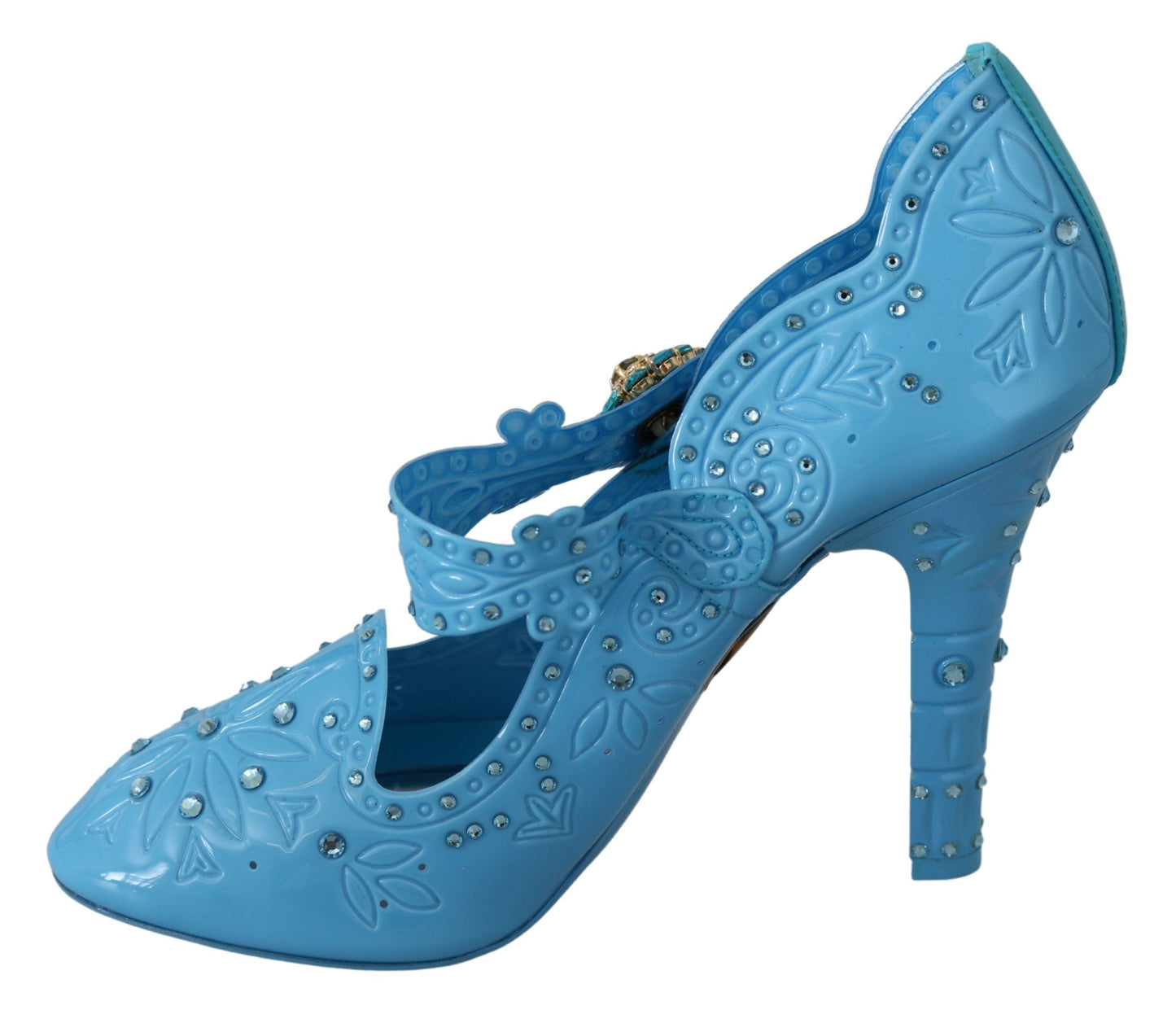 Dolce & Gabbana Blue Floral Crystal CINDERELLA Heels Shoes