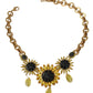 Dolce & Gabbana Gold Brass Chain Crystal Sunlower Pendants Necklace