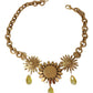 Dolce & Gabbana Gold Brass Chain Crystal Sunlower Pendants Necklace