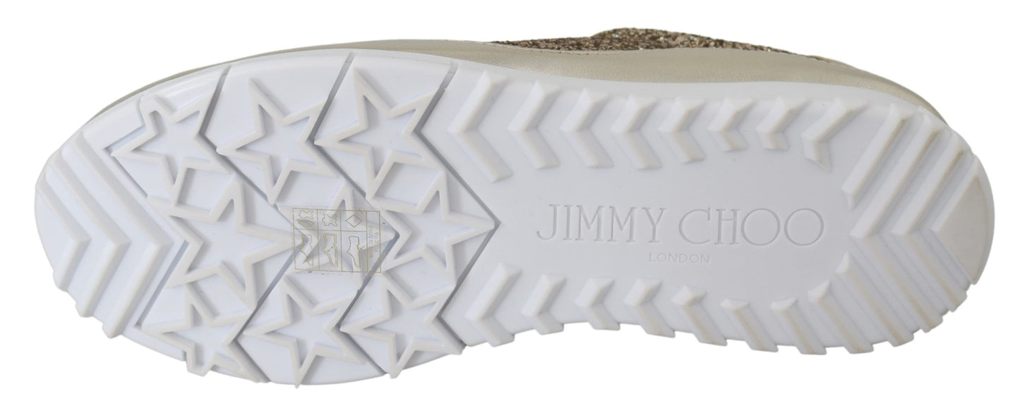 Jimmy Choo Gold Leather Antique Monza Sneakers