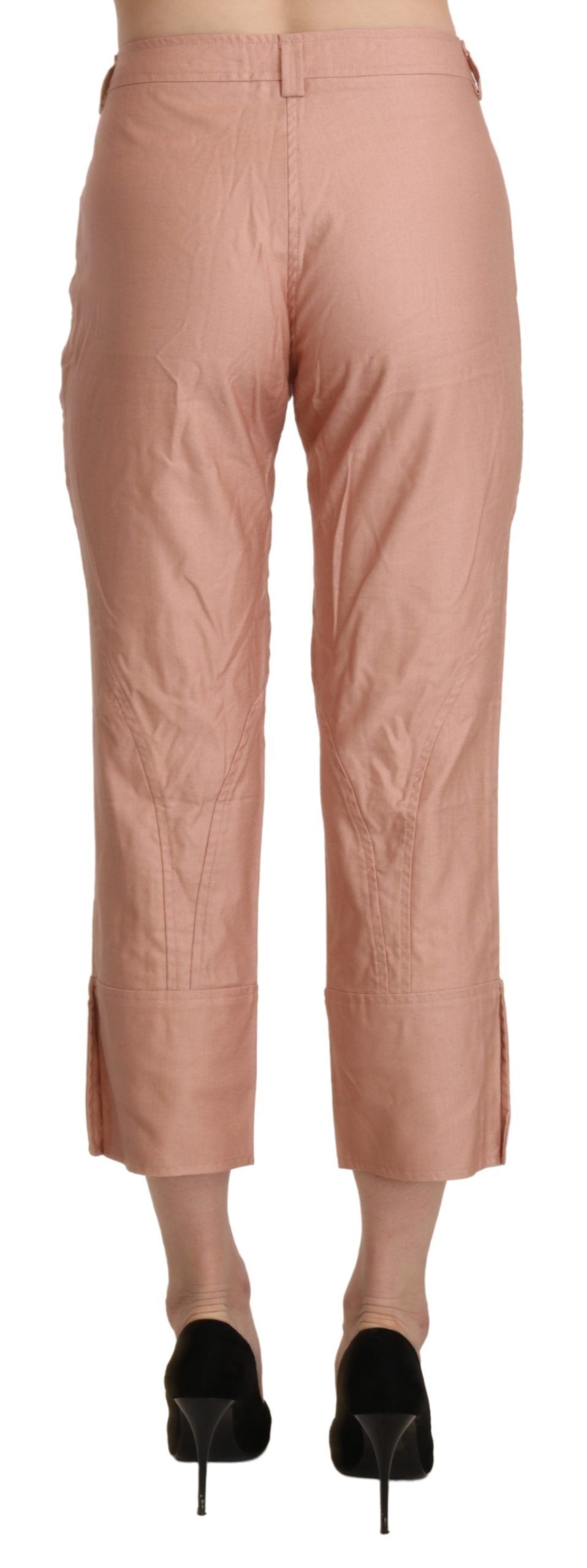 Ermanno Scervino Cotton Pink High Waist Cropped Trouser Pants