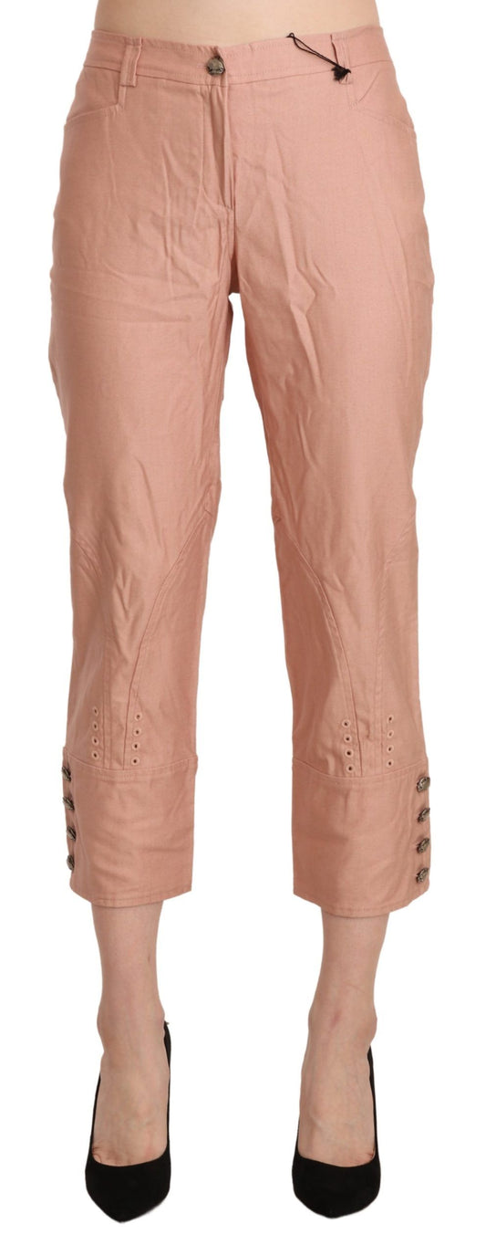 Ermanno Scervino Cotton Pink High Waist Cropped Trouser Pants