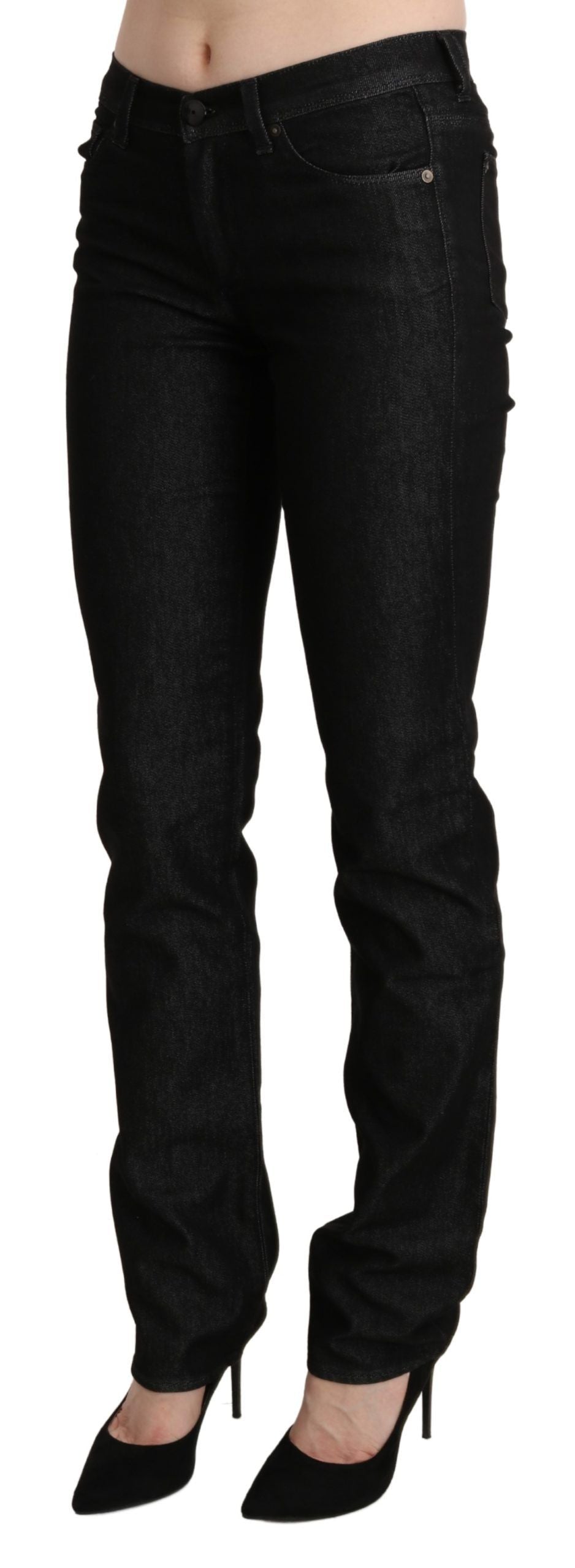 Ermanno Scervino Black Mid Waist Skinny Slim Denim Trouser