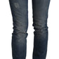 Ermanno Scervino Blue Washed Mid Waist Skinny Denim Jeans