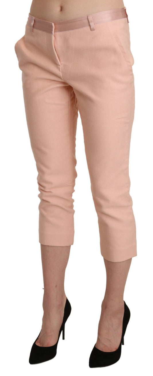 Ermanno Scervino Pink Low Waist Skinny Cropped Capri Pants