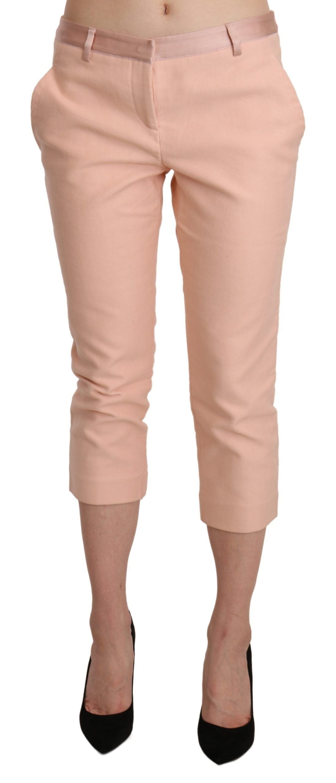 Ermanno Scervino Pink Low Waist Skinny Cropped Capri Pants