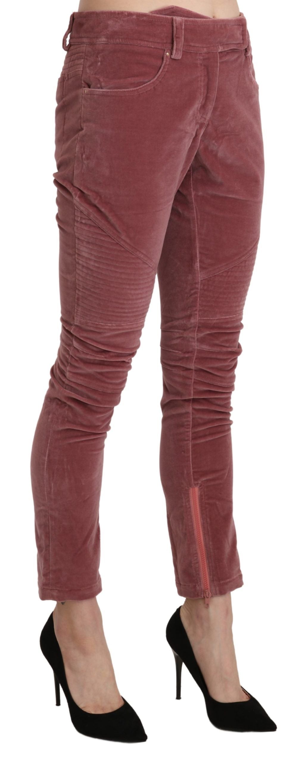 Ermanno Scervino Red Mid Waist Skinny Cotton Pants