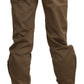 Ermanno Scervino Brown Mid Waist Straight Cotton Pants