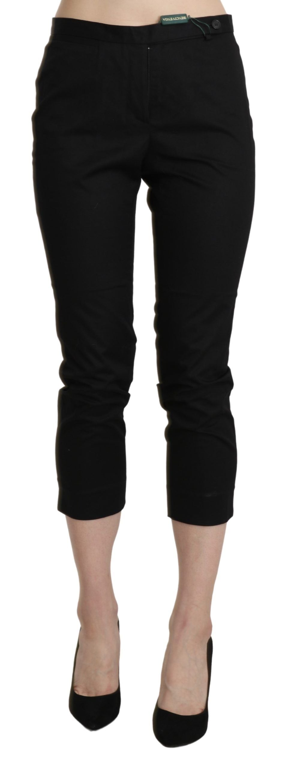 BENCIVENGA Black High Waist Skinny Cropped Dress Trouser Pants