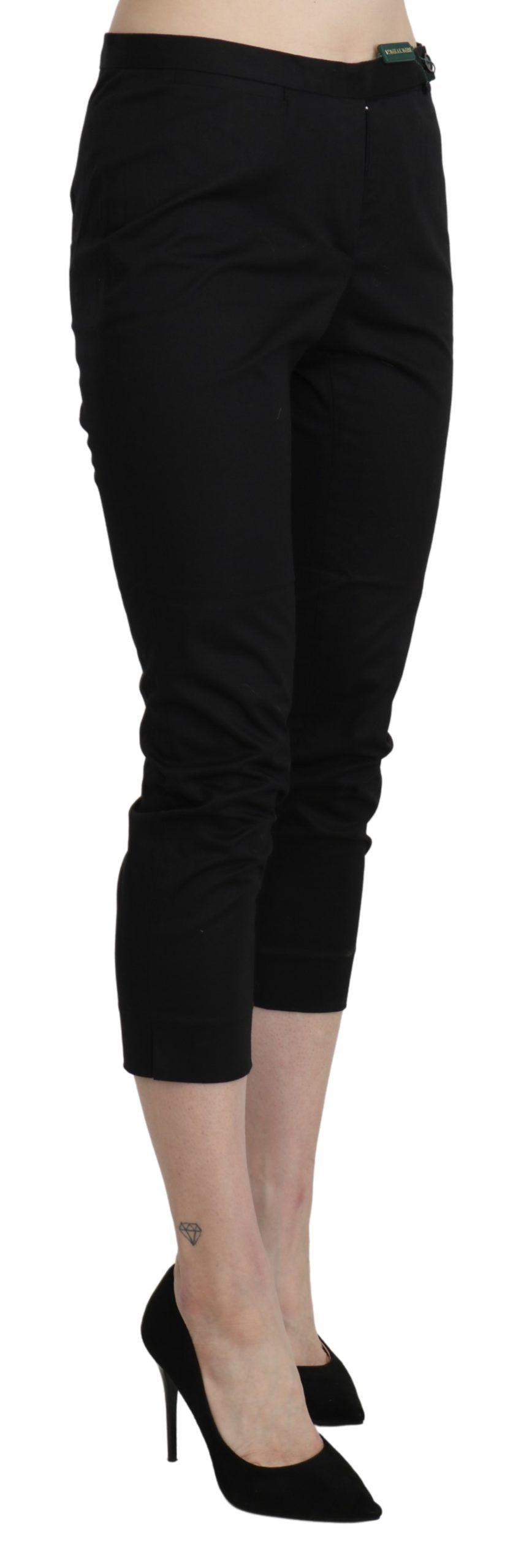 BENCIVENGA Black High Waist Skinny Cropped Dress Trouser Pants