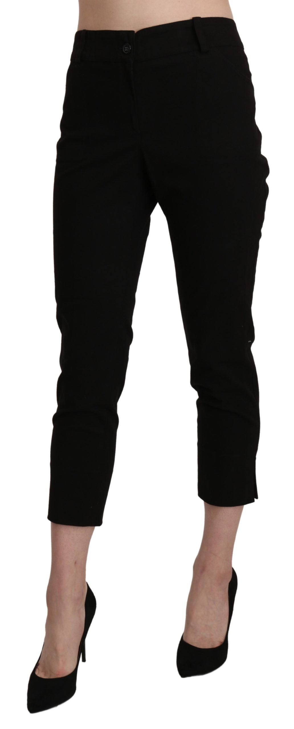 BENCIVENGA Black High Waist Skinny Cropped Dress Trouser Pants