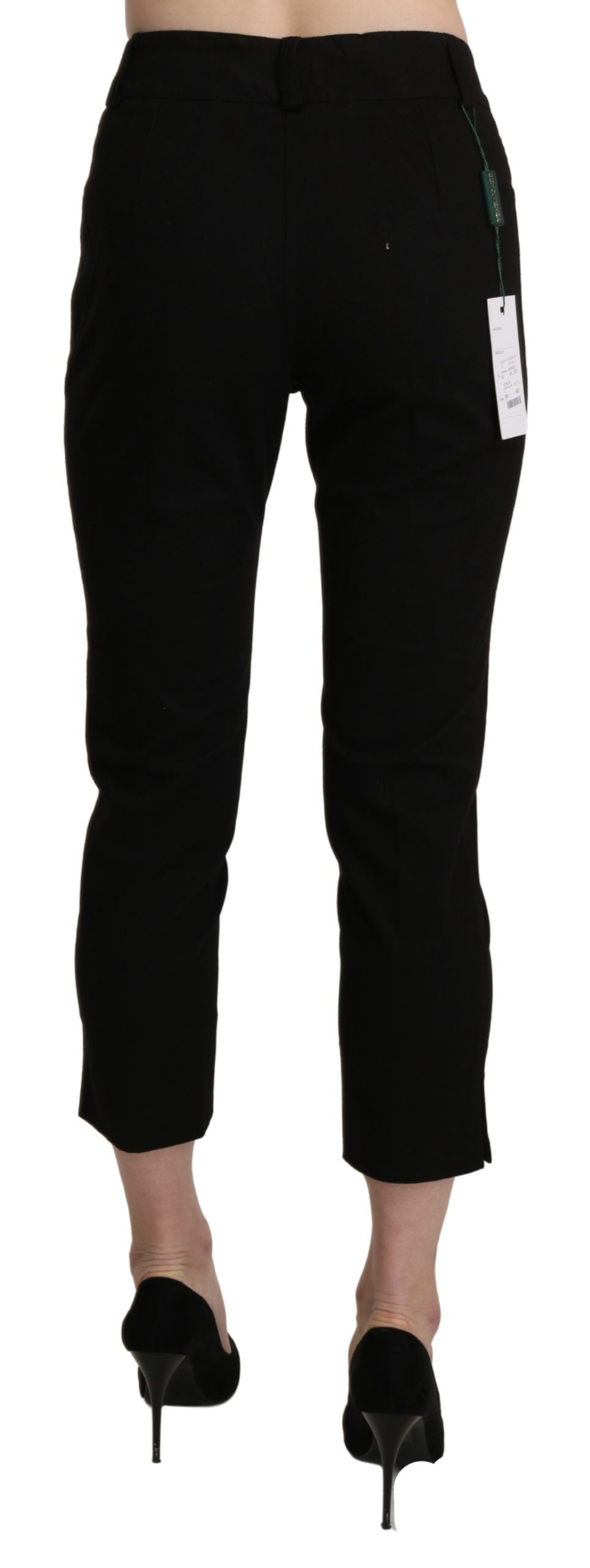 BENCIVENGA Black High Waist Skinny Cropped Dress Trouser Pants