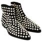 Dolce & Gabbana Black Suede Pearl Studs Boots Shoes