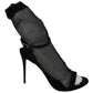 Dolce & Gabbana Black Tulle Stretch Stilettos Sandals Shoes