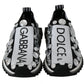 Dolce & Gabbana Black White Crystal Women's Sneakers Shoes