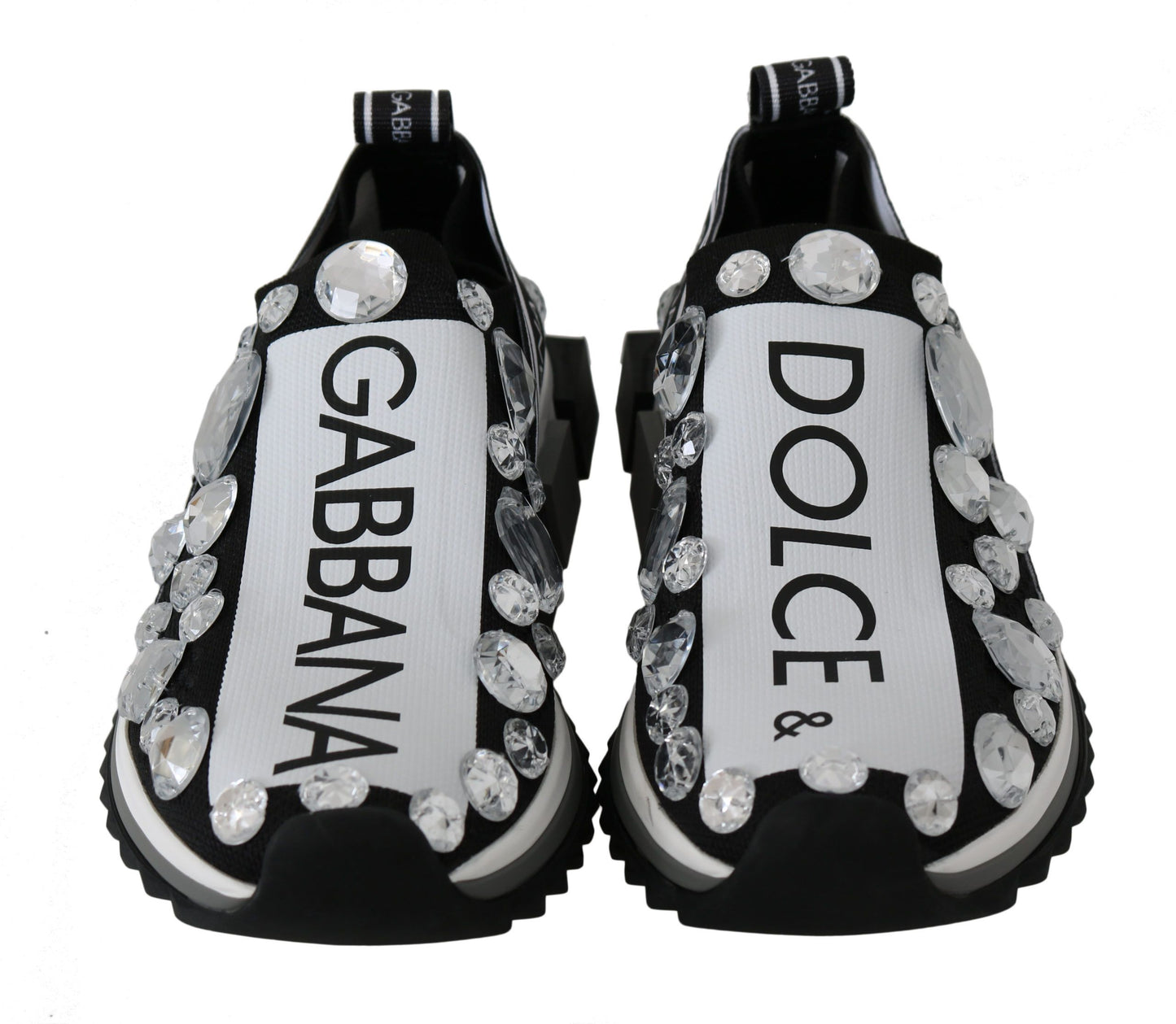 Dolce & Gabbana Black White Crystal Women's Sneakers Shoes