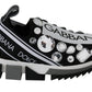 Dolce & Gabbana Black White Crystal Women's Sneakers Shoes