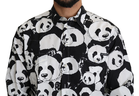 Dolce & Gabbana Black Panda Mens Casual 100% Cotton Shirt