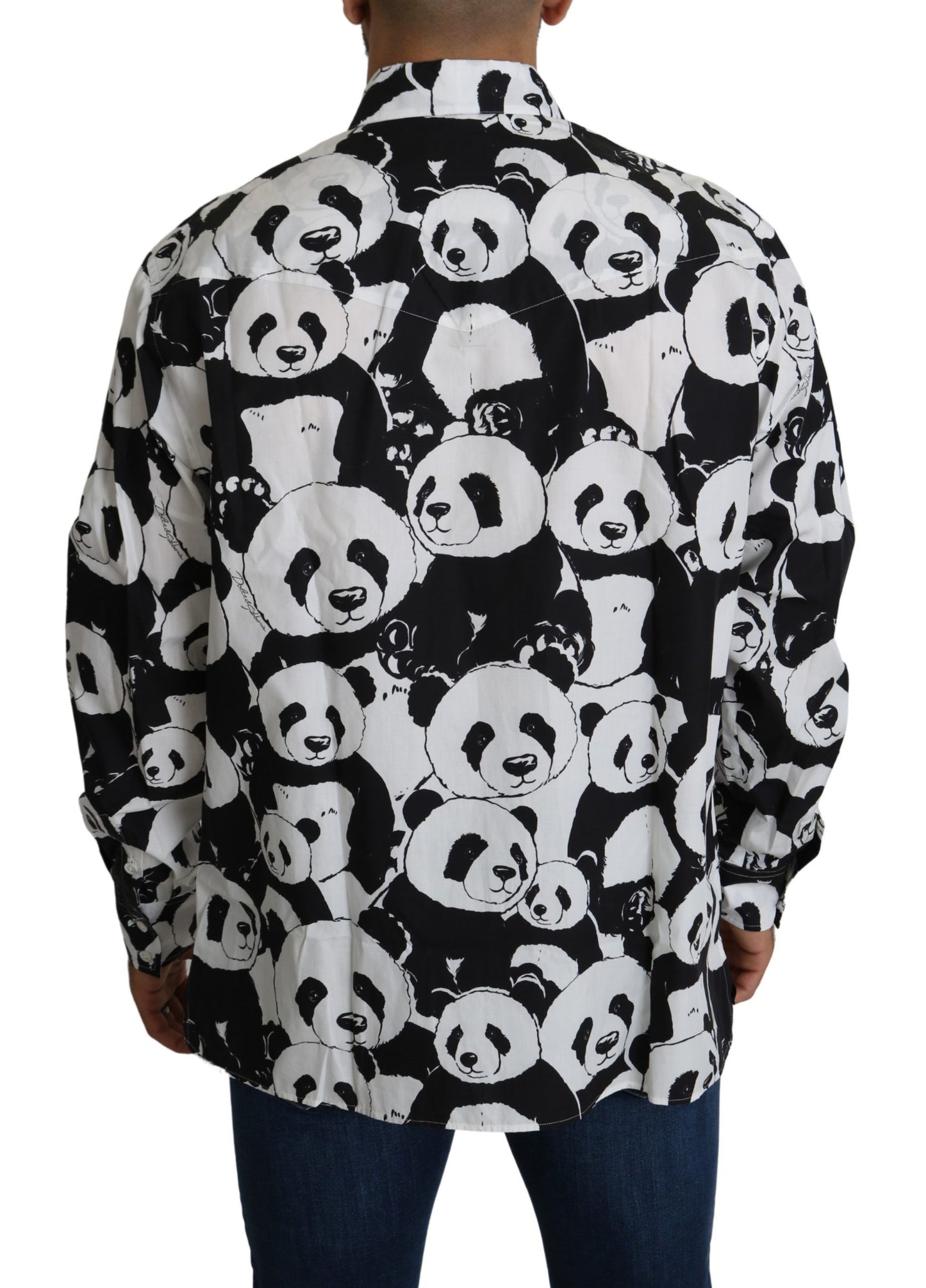 Dolce & Gabbana Black Panda Mens Casual 100% Cotton Shirt