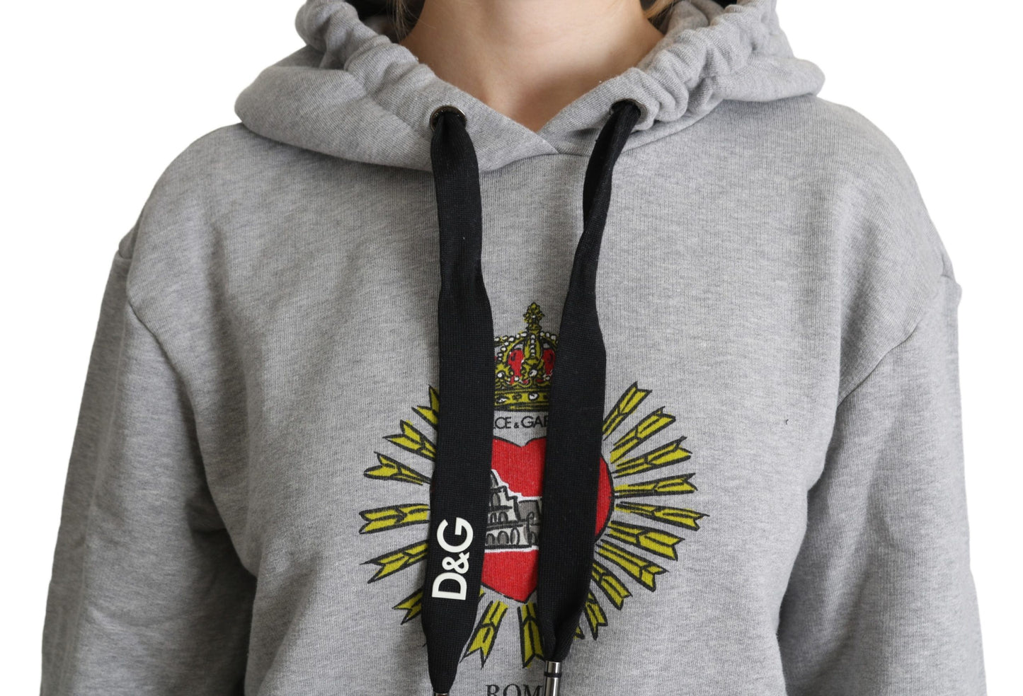 Dolce & Gabbana Gray Printed Hooded Exclusive Logo Sweater