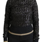 Dolce & Gabbana Black Sequined Knitted Turtle Neck Sweater