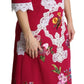 Dolce & Gabbana Red Floral Embroidered Sheath Dress