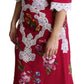 Dolce & Gabbana Red Floral Embroidered Sheath Dress