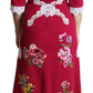 Dolce & Gabbana Red Floral Embroidered Sheath Dress