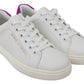 Dolce & Gabbana White Purple Leather Logo Womens Shoes