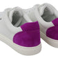 Dolce & Gabbana White Purple Leather Logo Womens Shoes