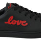 Dolce & Gabbana Elegant Leather Sneakers with Red Accents