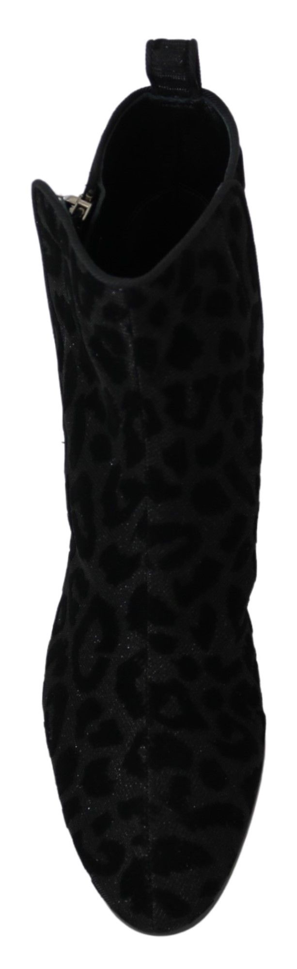 Dolce & Gabbana Black Leopard Short Boots Zipper Shoes