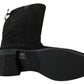 Dolce & Gabbana Black Suede Knee High Flat Boots Shoes