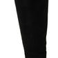 Dolce & Gabbana Black Suede Knee High Flat Boots Shoes