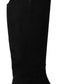 Dolce & Gabbana Black Suede Knee High Flat Boots Shoes