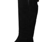 Dolce & Gabbana Black Suede Knee High Flat Boots Shoes