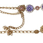 Dolce & Gabbana Gold Tone Floral Crystals Purple Embellished Necklace